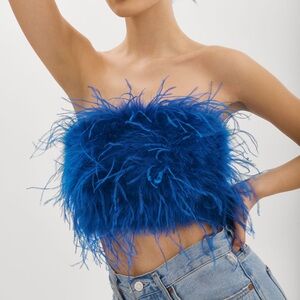 Dear Moon Strapless Feather Bandeau Top